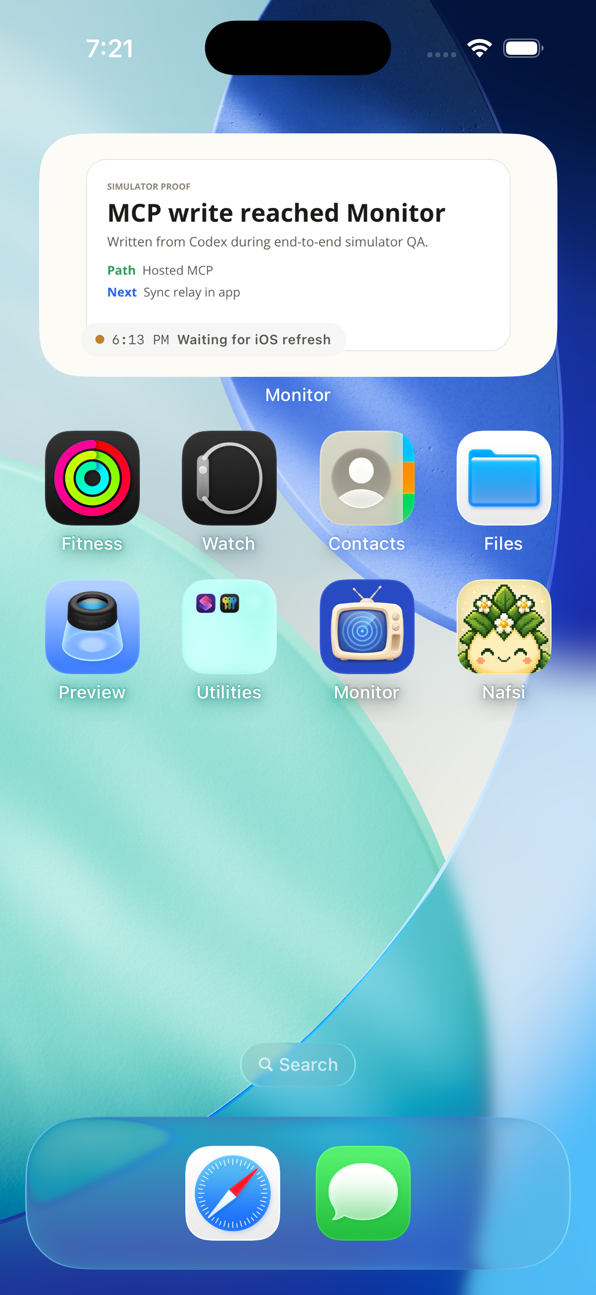 The Monitor widget live on an iPhone Home Screen